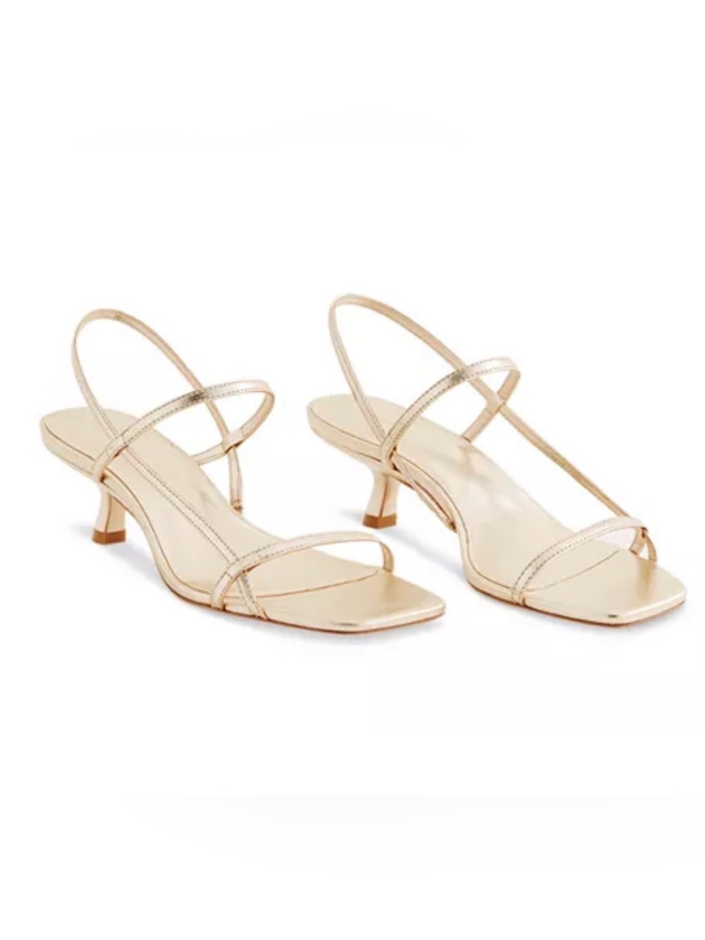 Reformation Metallic Gold Strappy Kitten Heel Sandals size 8